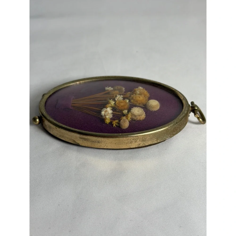 VINTAGE Rare Violet Dried Flower Shadow Box Some Wear Small Purple